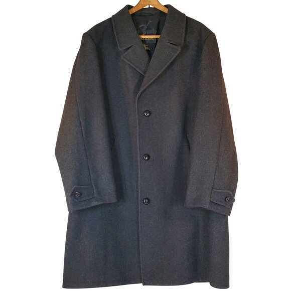 Vintage Lakeland Wool Blend Overcoat Men's 44 Charcoal Gray Czechoslovakia 80's